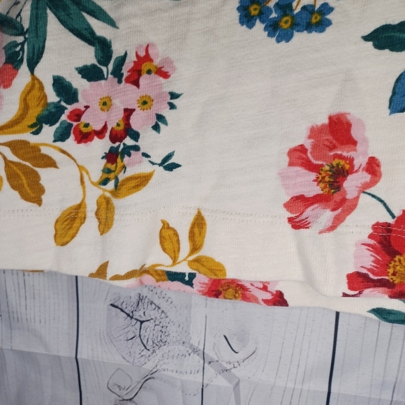 LOFT 100% Cotton Women's Floral Print Top - Cream and Pink Size S - Picture 16 of 16